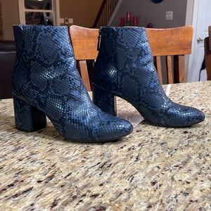 Blue snake skin boots